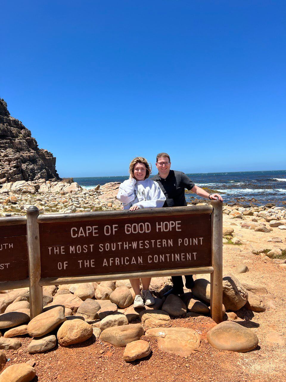 At the Cape of Good Hope in South Africa with Kseniia